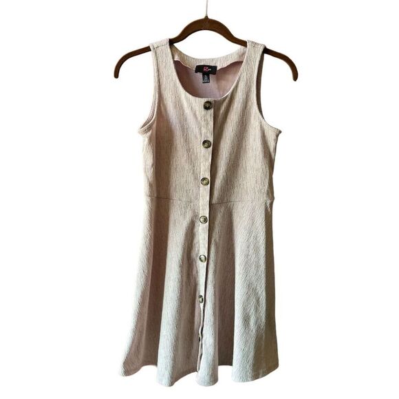 Girls IZ Byer Pink Fit & Flare Button Front Dress Size XL (16) Sleeveles… - Picture 1 of 4